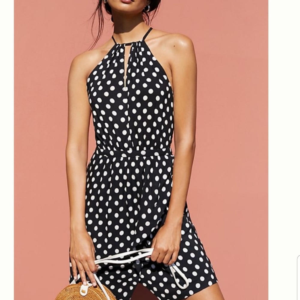 Maeve Anthro Polka Dot Halter Dress size Large